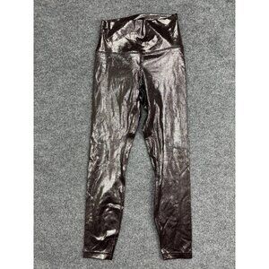 Lululemon Leggings Womens 4 Silver High Rise Ankle Yoga Pants Metallic Shiny